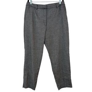 Talbots Linen-Blend Ankle Pants Salt and Pepper Black/White | Size 14